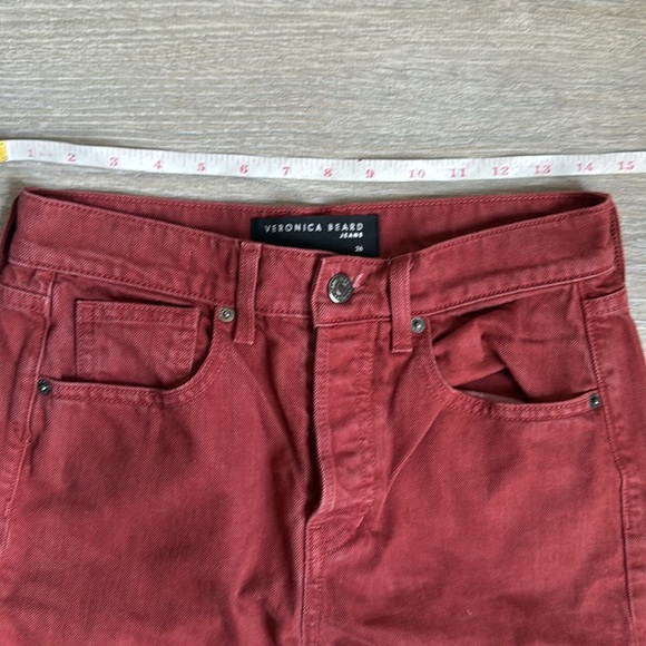 veronica beard blake classic straight high rise in red oxblood - Picture 7 of 14